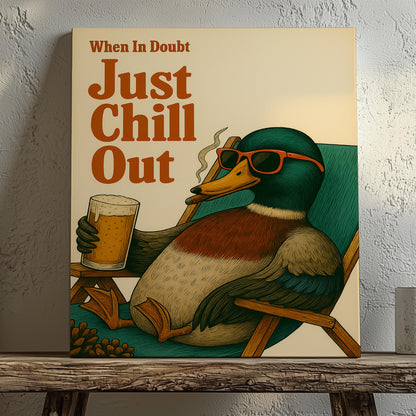 Just Chill Out Mallard Duck Canvas – Funny Hunting Cabin Wall Art Gift for Duck Hunters