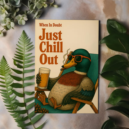 Just Chill Out Mallard Duck Canvas – Funny Hunting Cabin Wall Art Gift for Duck Hunters