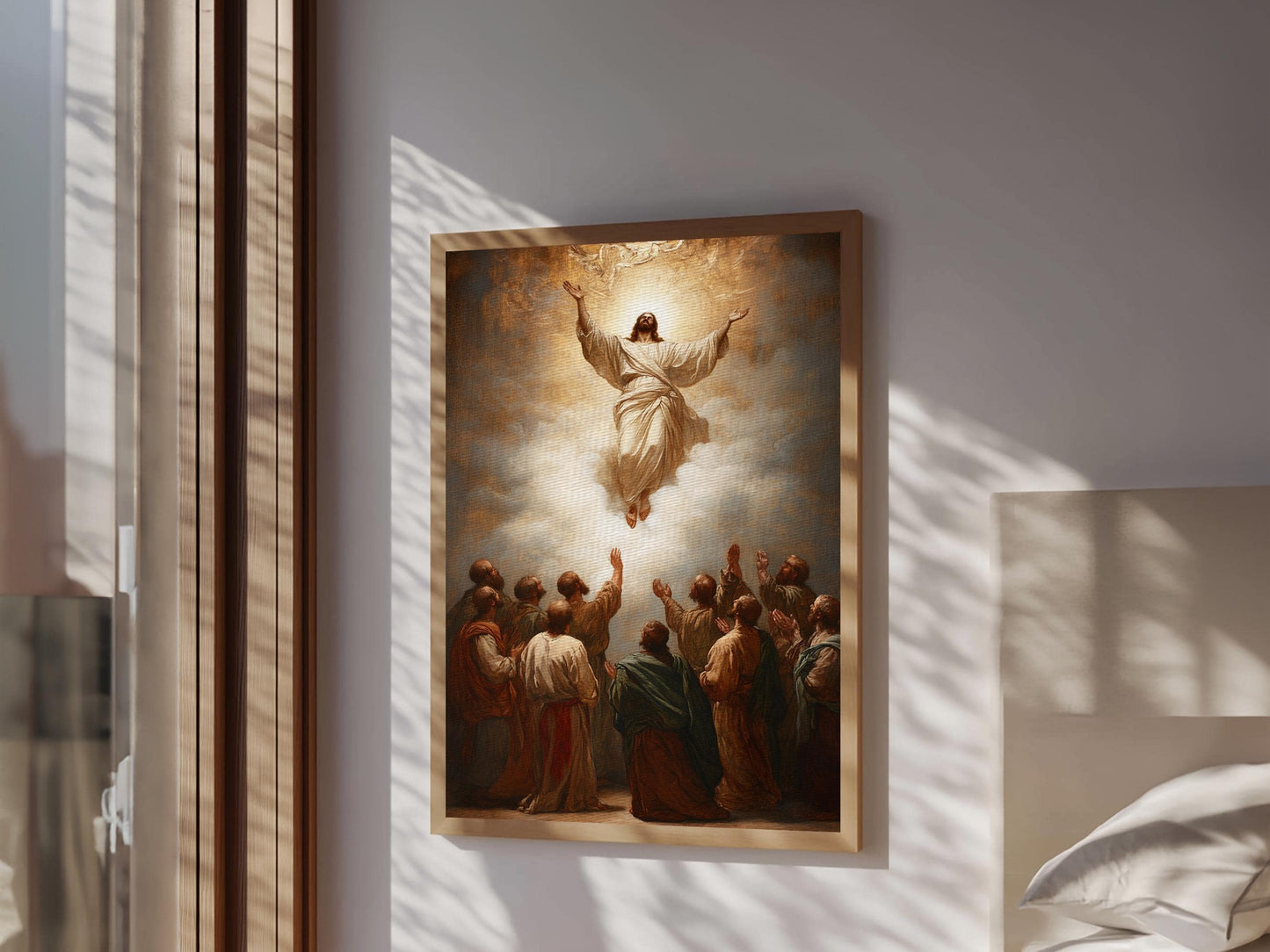 Ascension of Christ Rising into Heaven Framed Canvas Print Wall art