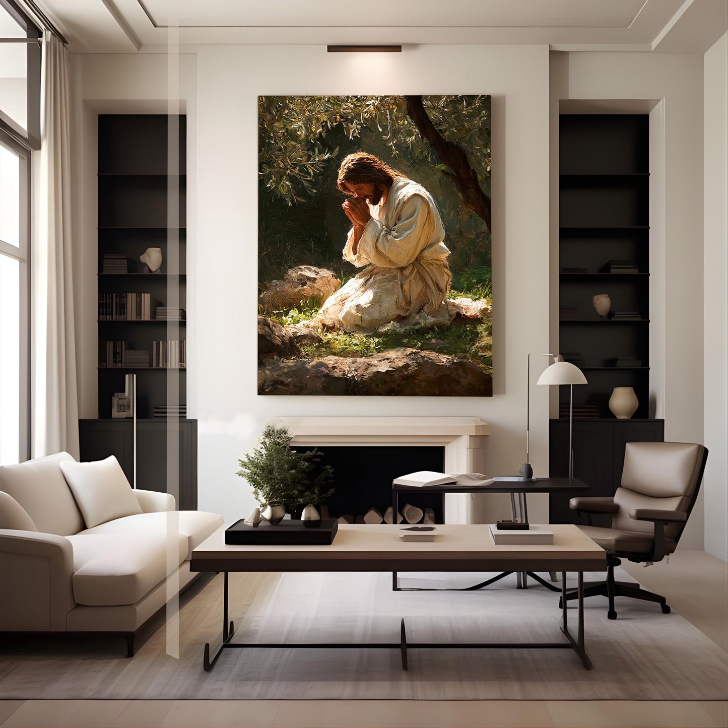 Jesus Praying in Gethsemane Canvas – Christian Wall Art of Faith
