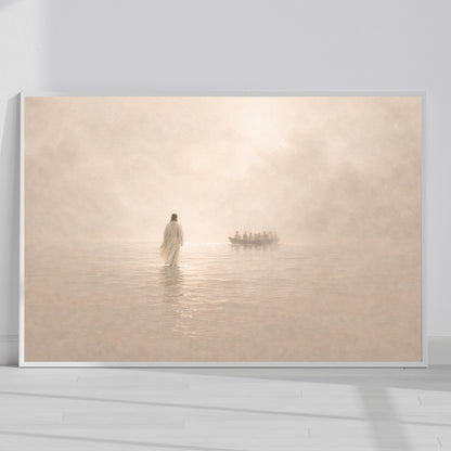 Jesus Walking on Water Canvas Print, Christian Wall Art, Biblical Faith Wall Decor