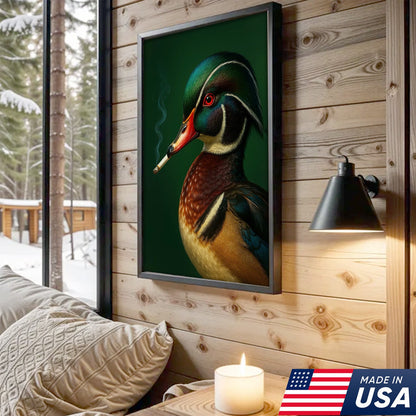 Wood Duck Wall Art Canvas - Vibrant Wildlife Cabin Decor - Unique Hunting Lodge Artwork
