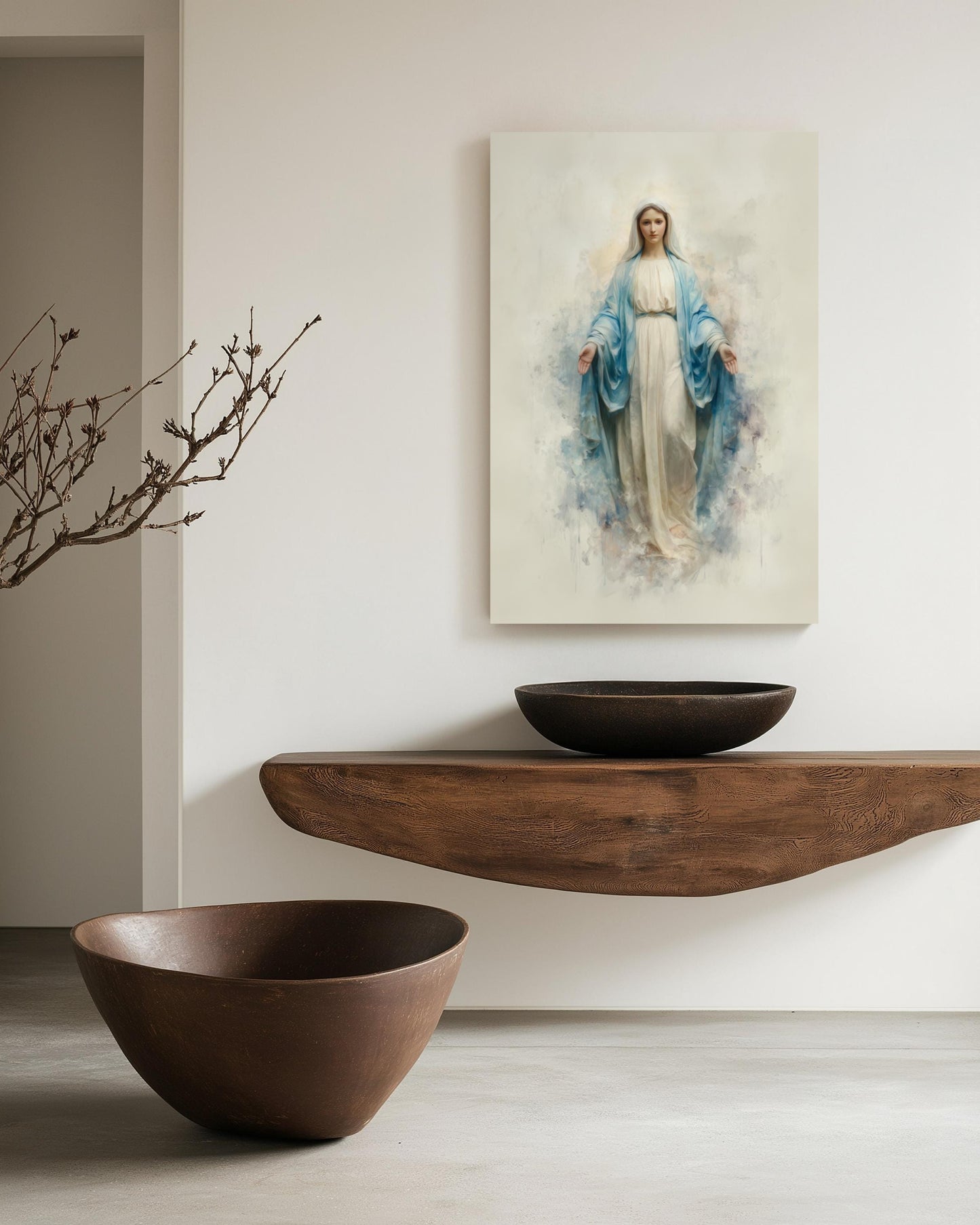 Jesus & Virgin Mary Canvas Set – Religious Wall Art Prints