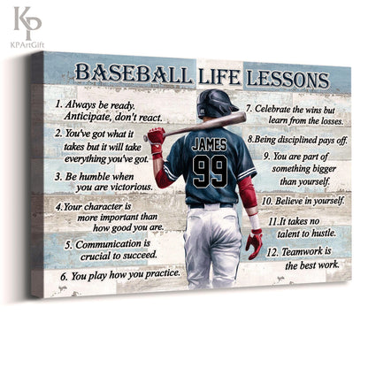 Softball Life Lessons Personalized Canvas, Custom Softball Poster Print Wall Art