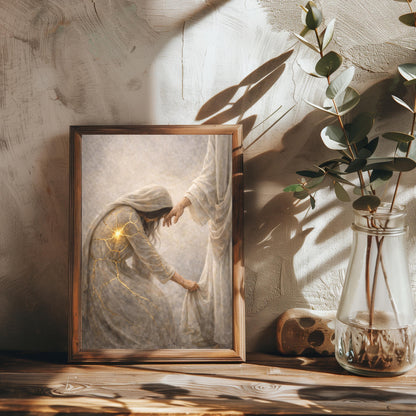 Kintsugi Faith Christian Canvas Art, Woman Healed by Faith Wall Art
