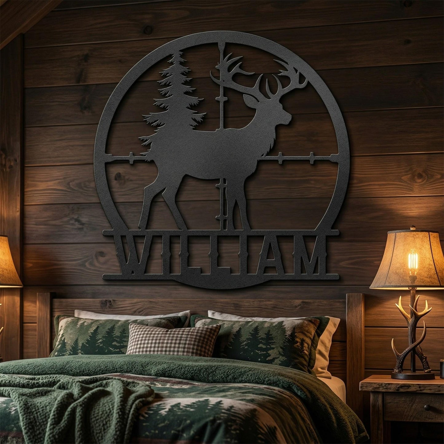 Personalized Deer metal sign Wall Art, Custom Hunting Gear Accessories for Man Cav
