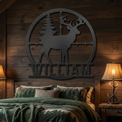 Personalized Deer metal sign Wall Art, Custom Hunting Gear Accessories for Man Cav