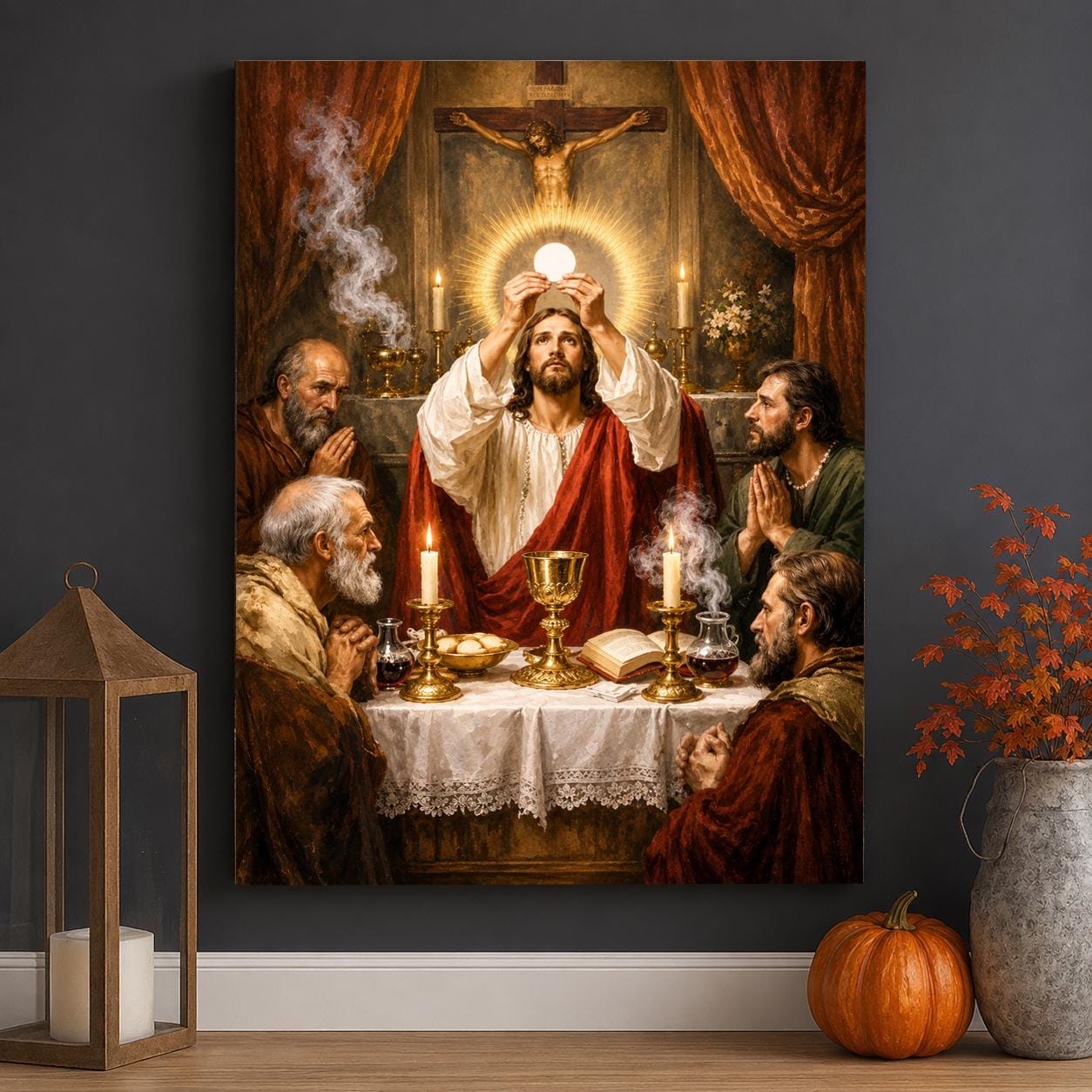 Last Supper Canvas Print, Jesus and Apostles Christian Wall Art, Vintage Biblical Painting