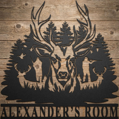 Personalized Deer Head Wall Decor, Majestic Buck Deer Wall Mount Metal Sign