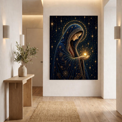 Virgin Mary Starry Night Canvas Wall Art