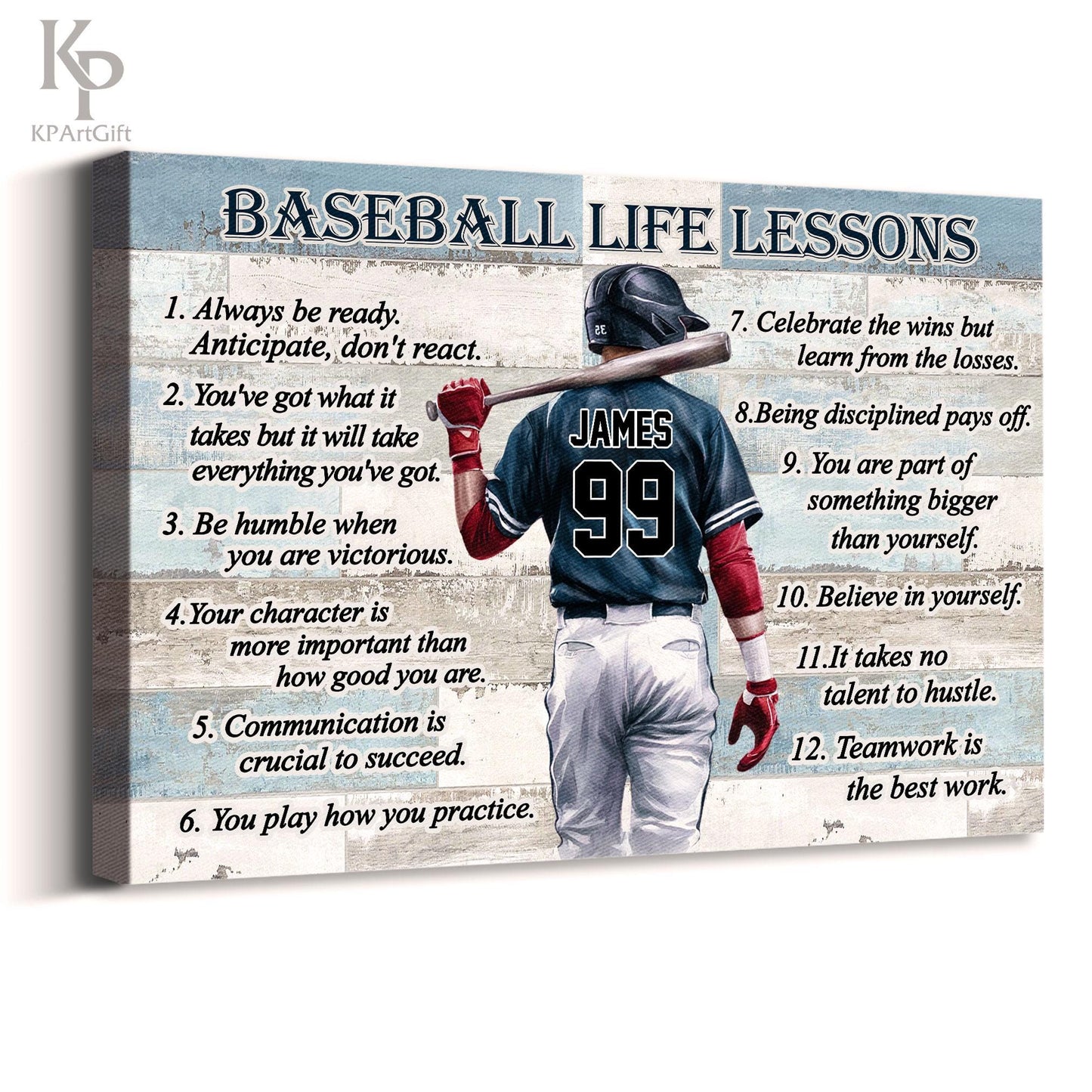 Baseball Life Lessons Custom Canvas - Personalized Motivational Sports Art for Players and Fans