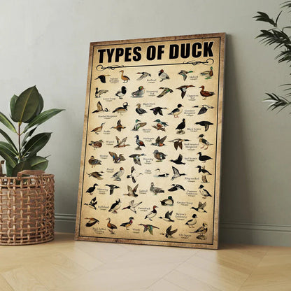 Types Of Duck Canvas Duck Lover Gift for Hunters