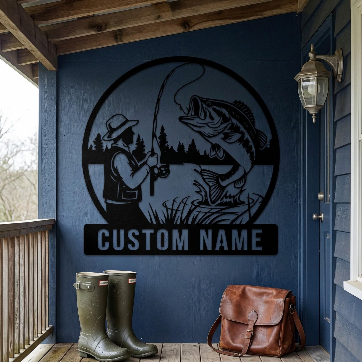 Personalized Fishing Metal Sign, Custom Last Name Sign, Bass Fishing Decor
