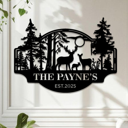 Personalized Deer Cabin Metal Sign, Custom Hunting Sign, Cabin Decor,Father's Day Gift