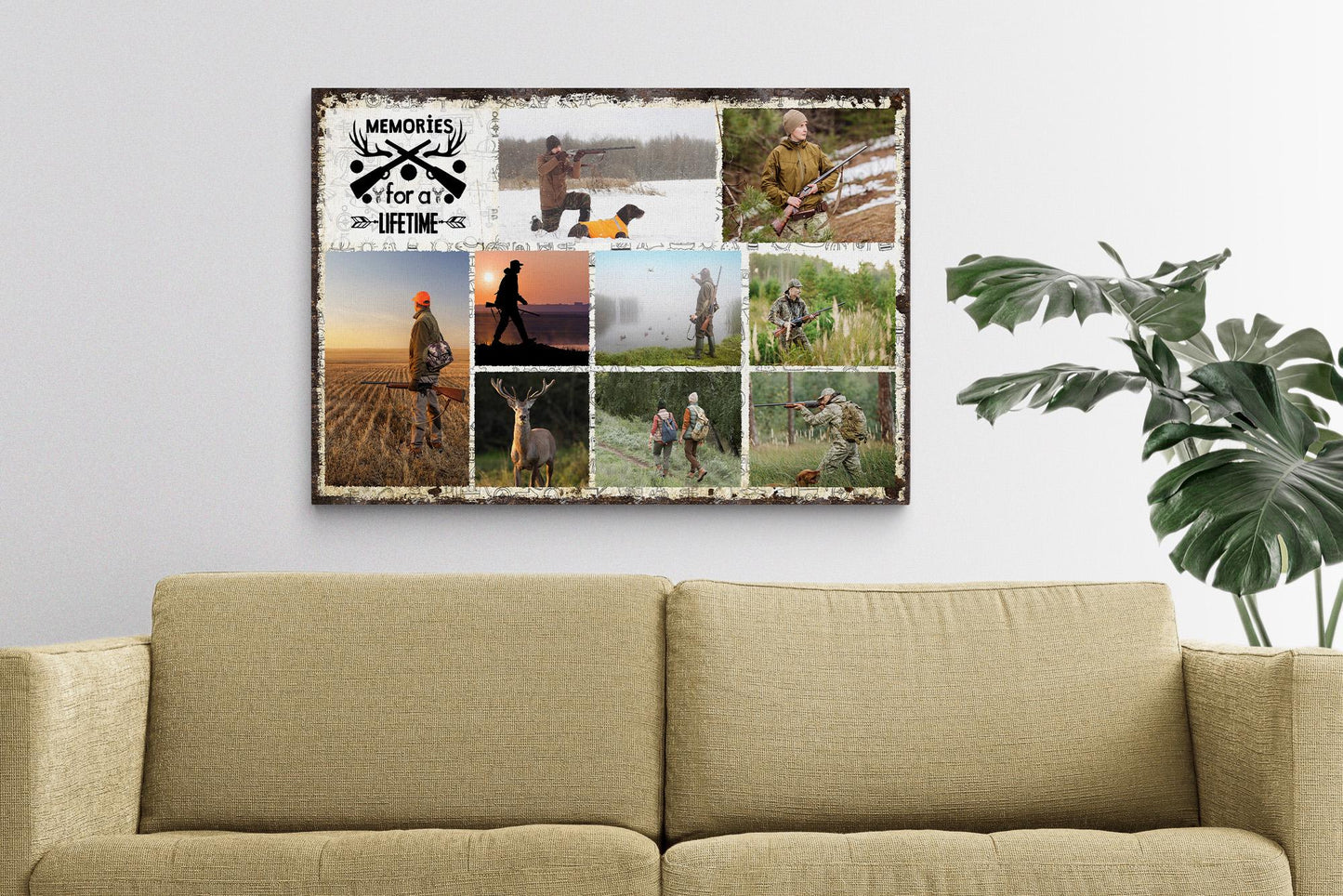 Hunting Trip Photo Collage Canvas, First Hunt Memories Gift