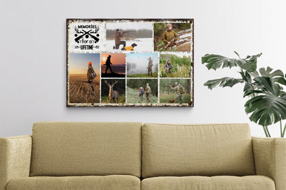 Hunting Trip Photo Collage Canvas, First Hunt Memories Gift