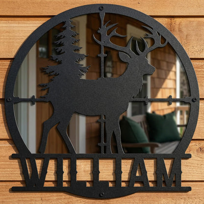 Personalized Deer metal sign Wall Art, Custom Hunting Gear Accessories for Man Cav