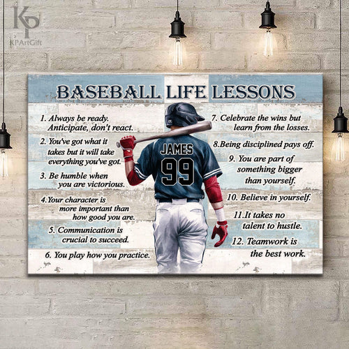 Baseball Life Lessons Custom Canvas - Personalized Motivational Sports Art for Players and Fans