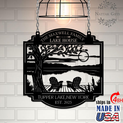 Personalized Lake House Metal Sign: Custom Outdoor Decor, Lake House Welcome Sign