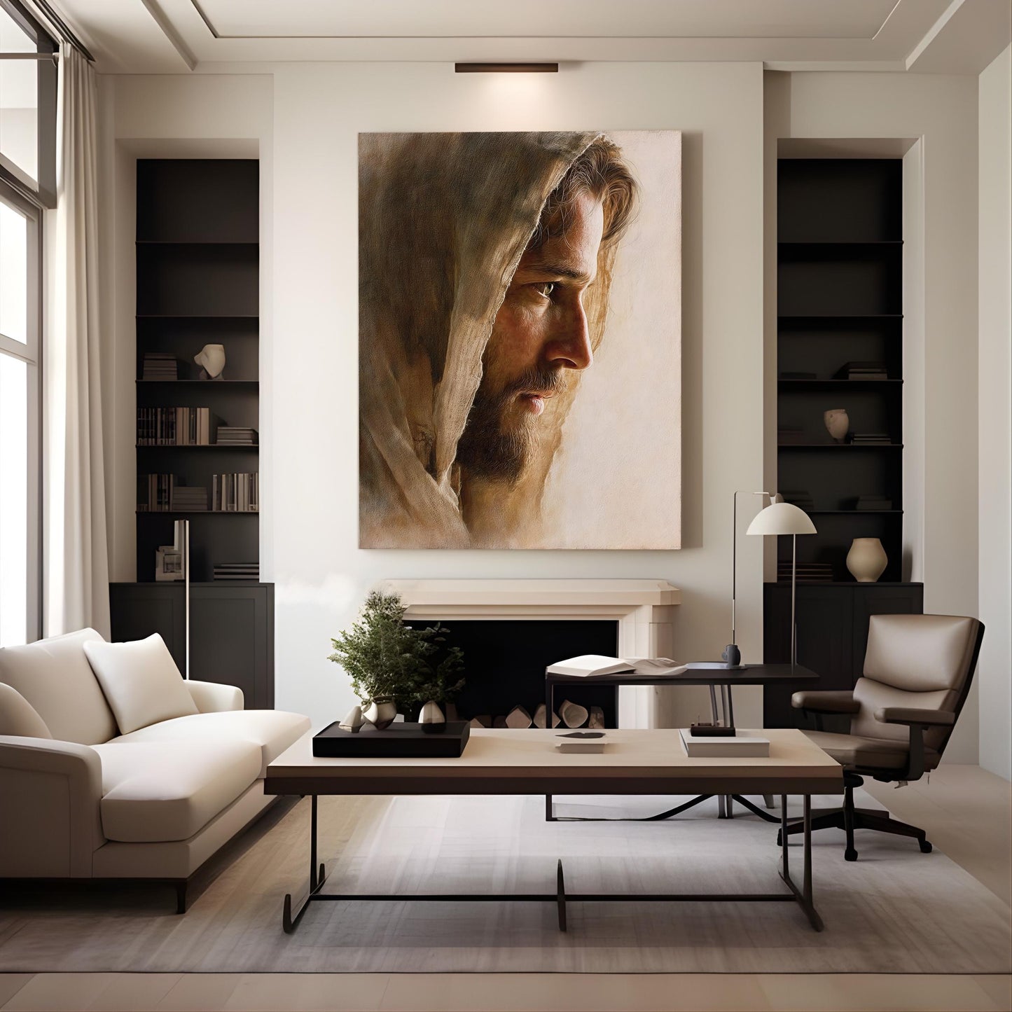 Jesus Portrait Canvas Art Soft Christian Wall Decor Religious Poster Print