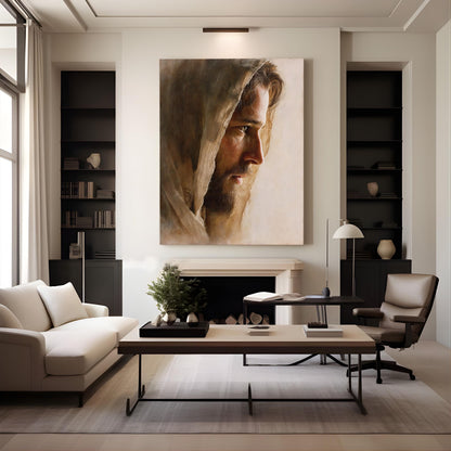 Jesus Portrait Canvas Art Soft Christian Wall Decor Religious Poster Print
