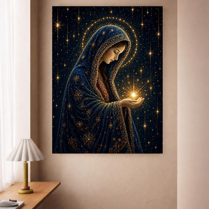 Virgin Mary Starry Night Canvas Wall Art