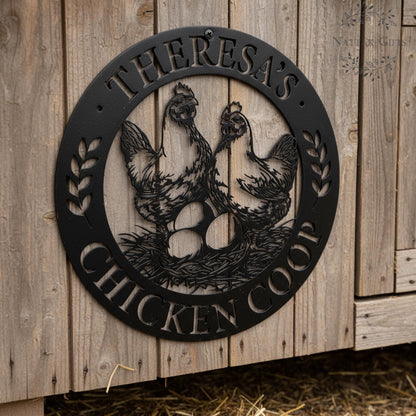 Custom Chicken Coop Metal Sign, Personalized Hen & Egg Farm Decor