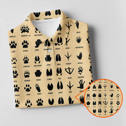 Animal Tracks Pattern Polo Shirt Wildlife Footprint Hunting shirt For men
