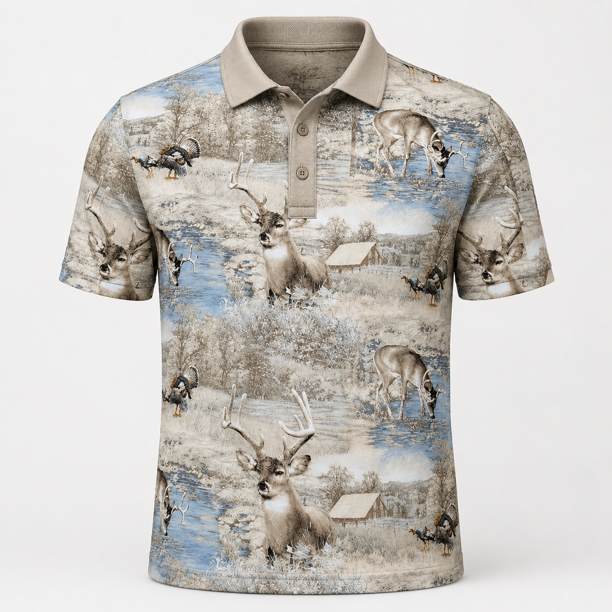 Whitetail Buck Deer Forest Polo Shirt VCP1039