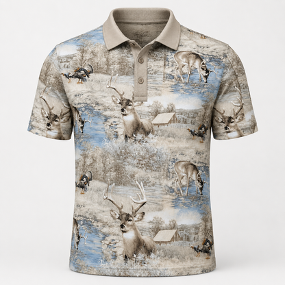 Whitetail Buck Deer Forest Polo Shirt VCP1039