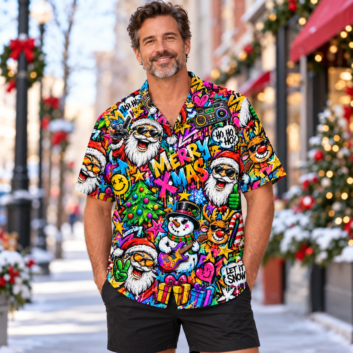 Xmas Merry Rock Santa Hawaiian Shirt VC231007