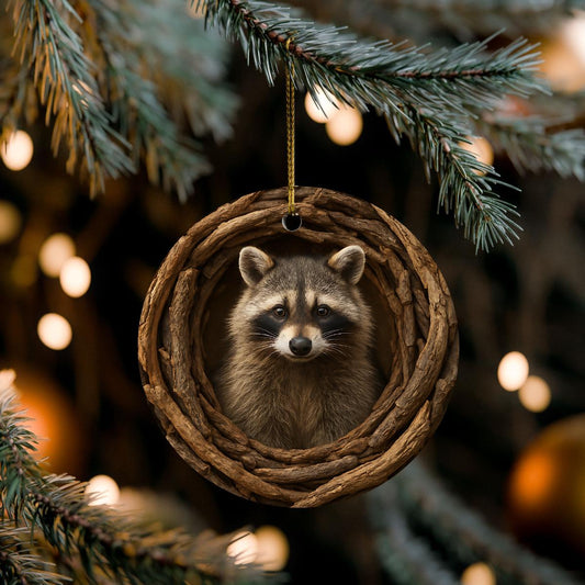 Woodland Raccoon Ceramic Ornament