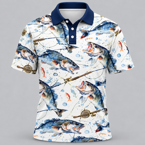 Watercolor Bass Fishing Polo Shirt VCE051026