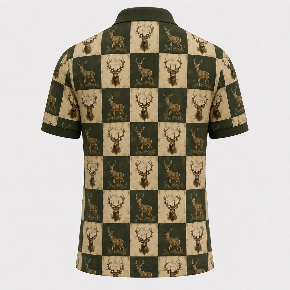 Whitetail Deer Checkerboard Polo Shirt VCP1022