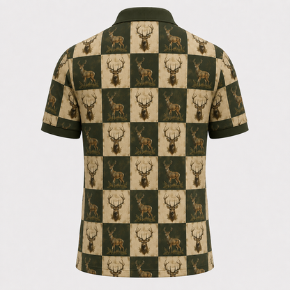 Whitetail Deer Checkerboard Polo Shirt VCP1022