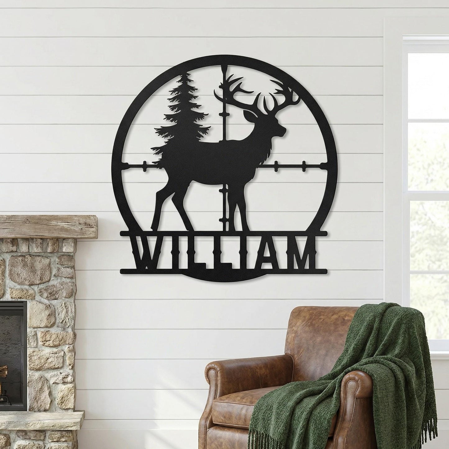 Personalized Deer metal sign Wall Art, Custom Hunting Gear Accessories for Man Cav