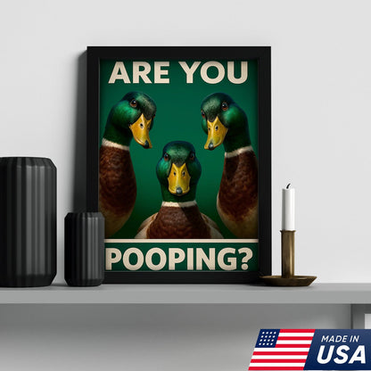 Funny Duck Bathroom Canvas Wall Art – Mallard Humor Decor – Rustic Lodge or Cabin Gift