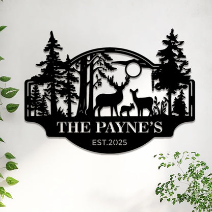 Personalized Deer Cabin Metal Sign, Custom Hunting Sign, Cabin Decor,Father's Day Gift