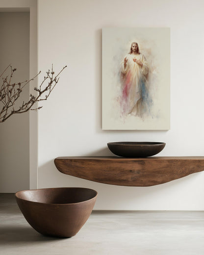 Divine Mercy Sacred Heart of Jesus Modern Christian Canvas Painting Catholic Art