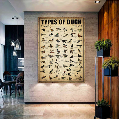 Types Of Duck Canvas Duck Lover Gift for Hunters
