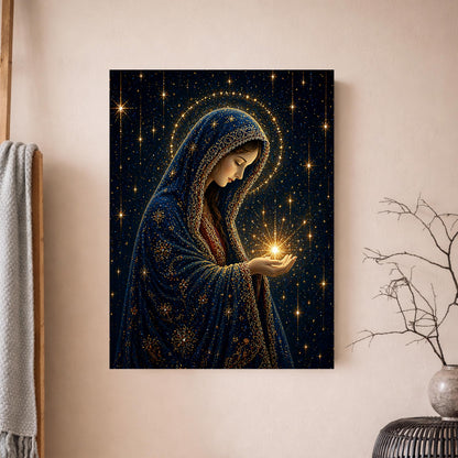 Virgin Mary Starry Night Canvas Wall Art