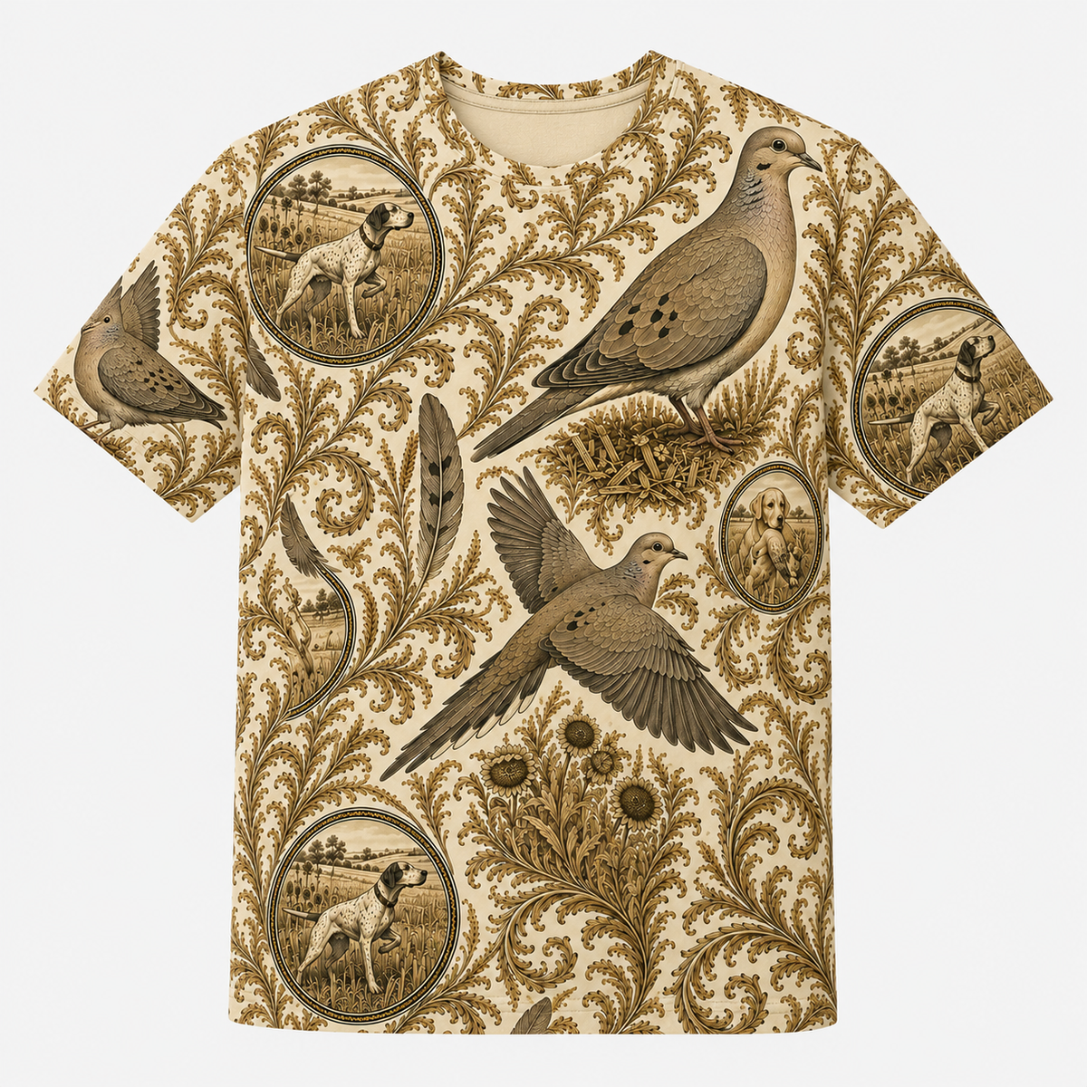 Mourning Dove Hunting Dog Toile Polo Shirt VCP1036