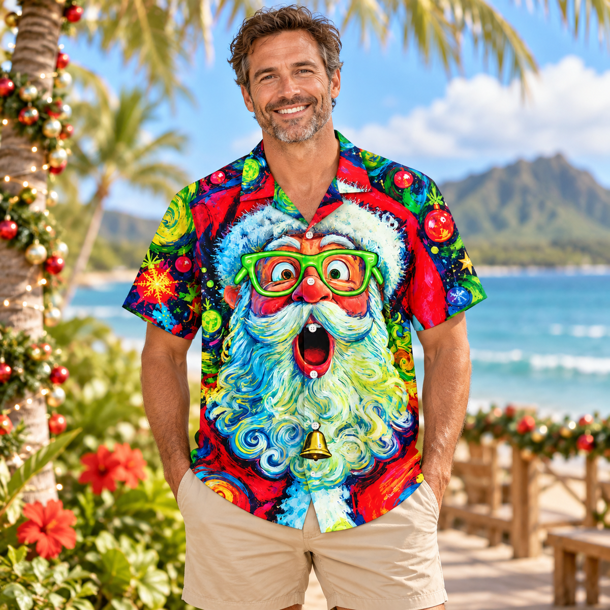 Funny  Colorful Santa Christmas Hawaiian Shirt VC231005