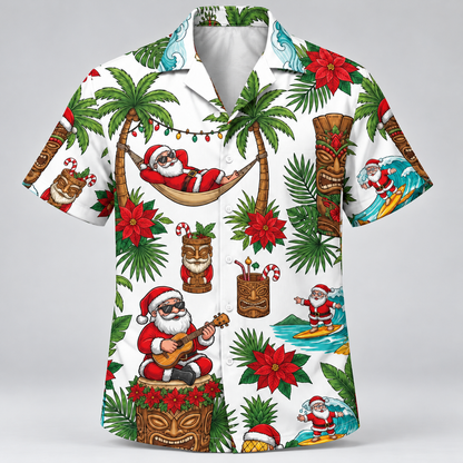 Funny Xmas Tropical Santa Claus Holiday Hawaiian Shirt VC231004