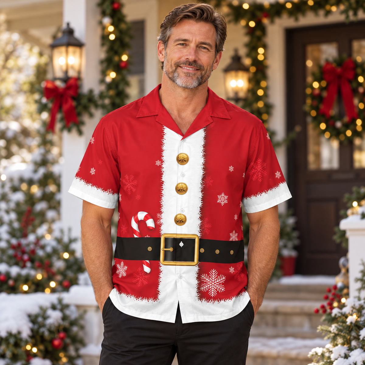 Santa  Cosplay Xmas Merry Hawaiian Shirt VC231008