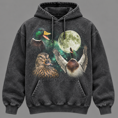 Vintage Mallard Duck Moon Hoodie