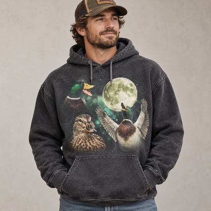 Vintage Mallard Duck Moon Hoodie