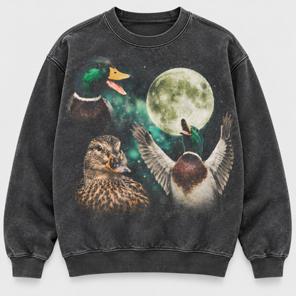 Vintage Mallard Duck Moon Hoodie