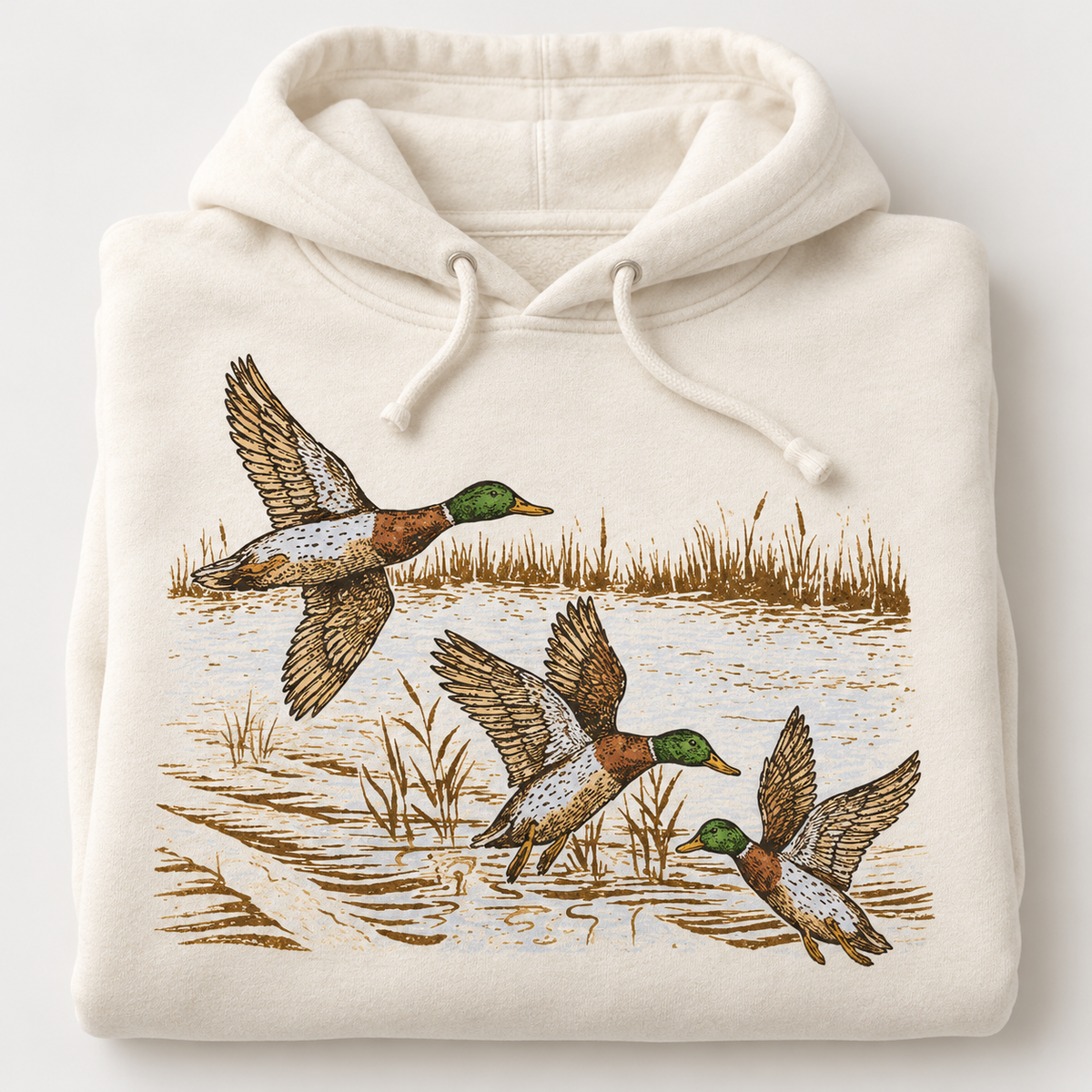 Retro 90s Mallard Duck Mockneck Hoodie
