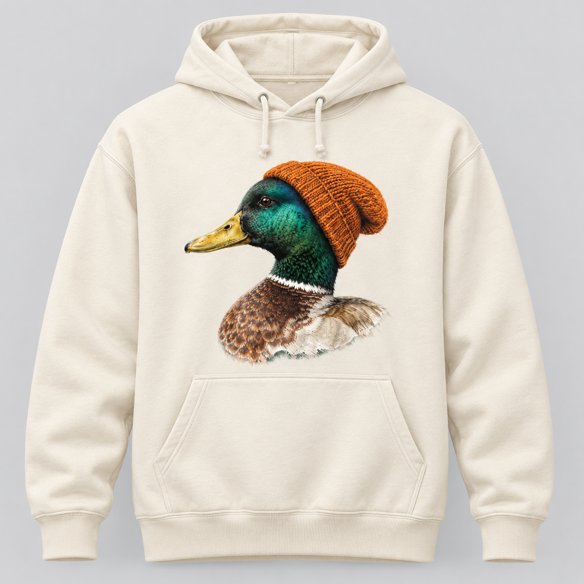 Funny Duck in Beanie Hoodie